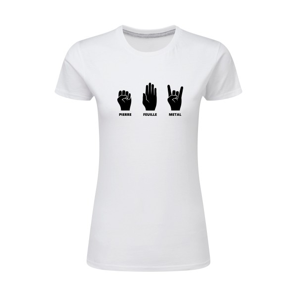 Pierre Feuille Metal - modèle SG - Ladies - T shirt Femme humour - thème tee shirt et sweat parodie -