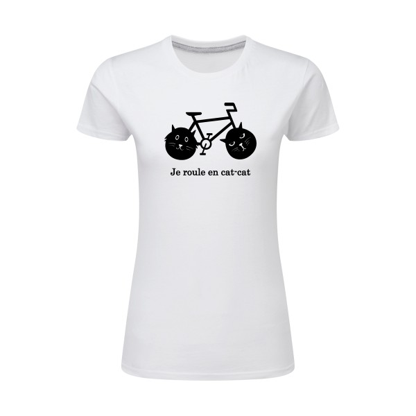 cat-cat bike - T-shirt femme léger humour velo - Thème t shirt  et sweat  original pour  Femme -