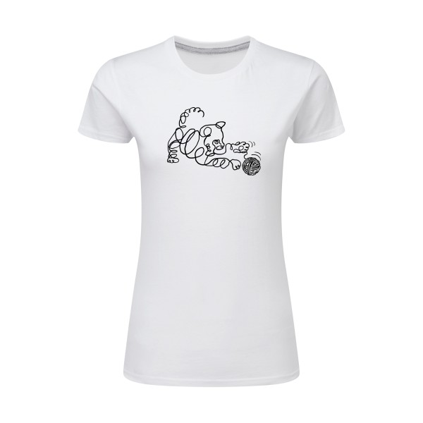 Pelote de chat -T-shirt femme léger rigolo Femme -SG - Ladies -thème  chat et animaux - 