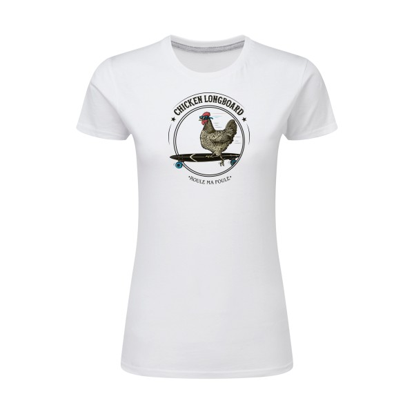 Chicken Longboard - T-shirt femme léger - vêtement original avec une poule-