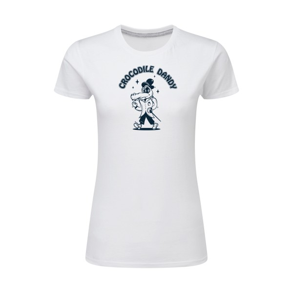 Crocodile dandy - T-shirt femme léger rigolo Femme - modèle SG - Ladies -thème cinema et parodie -