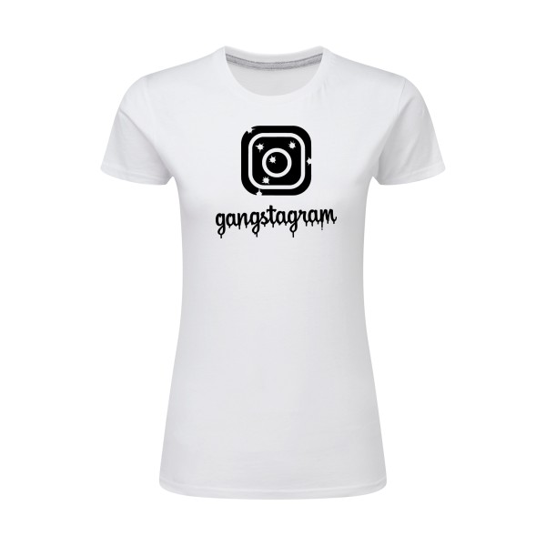 GANGSTAGRAM - T-shirt femme léger geek pour Femme -modèle SG - Ladies - thème parodie et geek -