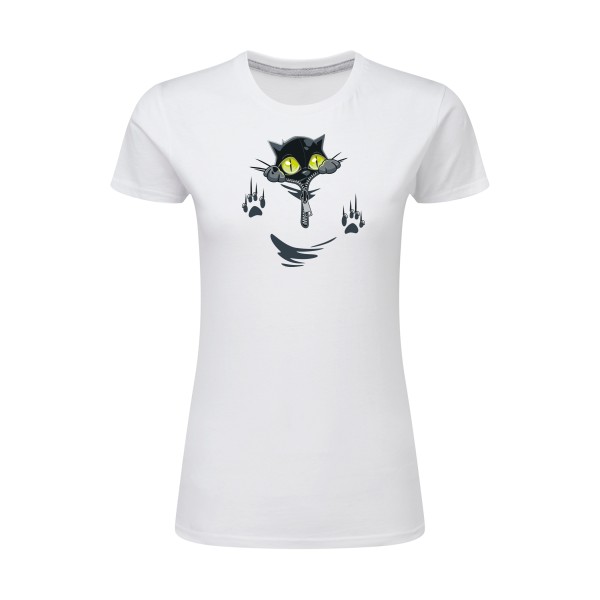 oOh - T-shirt femme léger rigolo pour Femme -modèle SG - Ladies - thème humour chat -