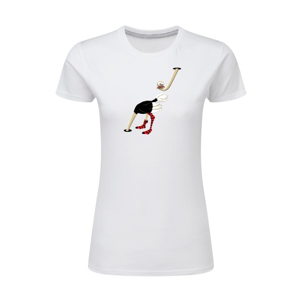 Autruche - T-shirt femme léger burlesque Femme - modèle SG - Ladies -thème humour et animaux -