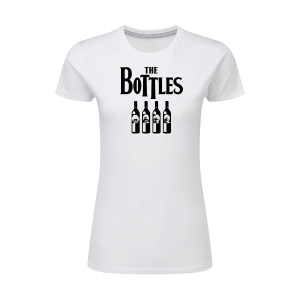 The Bottles - T-shirt femme léger parodie  pour Femme - modèle SG - Ladies - thème parodie et musique vintage -