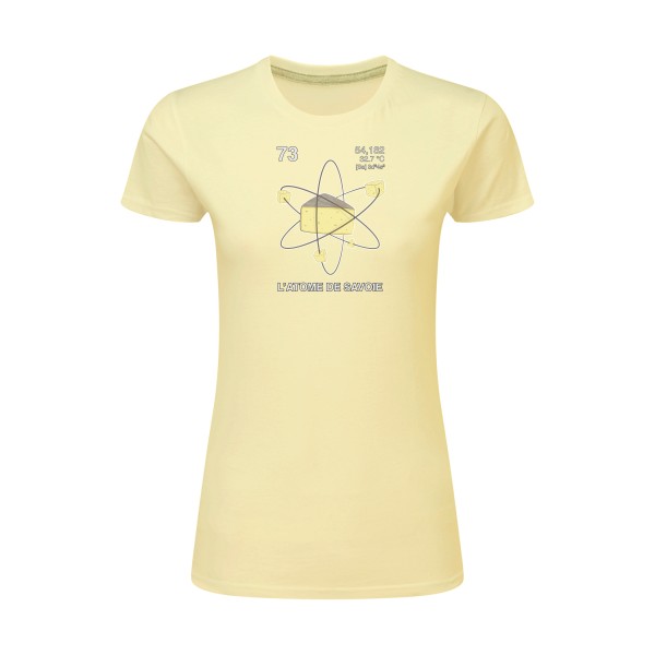 L'Atome de Savoie. - T-shirt femme léger humoristique pour Femme -modèle SG - Ladies - thème montagne -