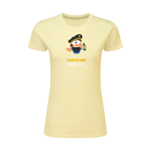 Capitaine Shaddock  - T-shirt femme léger cocasse pour Femme -modèle SG - Ladies - thème humour et parodie- 