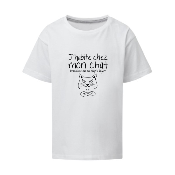 J'habite chez mon chat - T-shirt enfant mignon pour Enfant -modèle SG - Kids - thème animaux et chats -