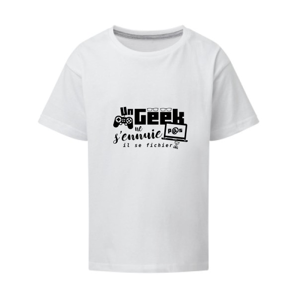 un geek ne s'ennuie pas-T-shirt enfant -thème Geek et humour -SG - Kids -