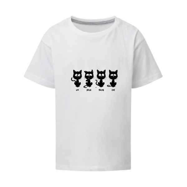 T shirt humour chat - un deux trois cat - SG - Kids -