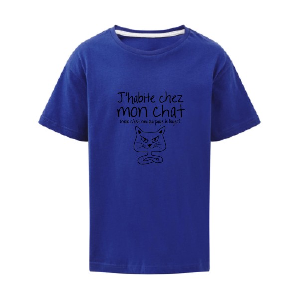 Tee-shirt chat - «J'habite chez mon chat» - 