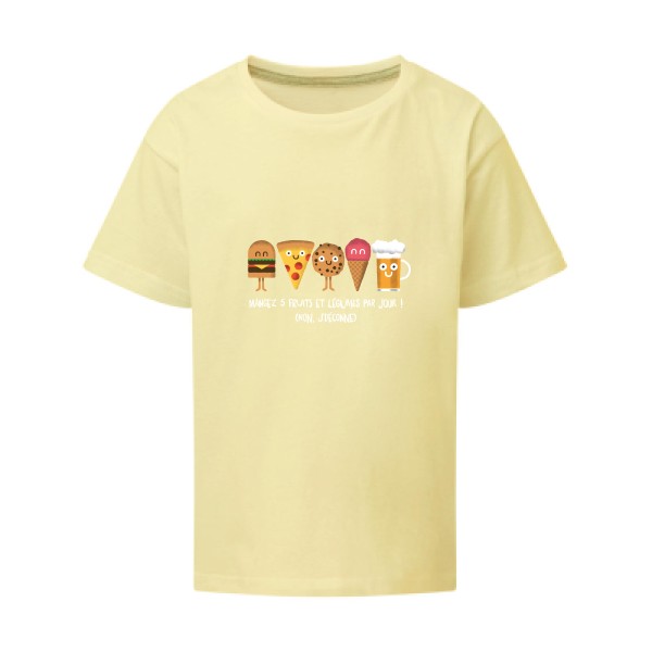 5 fruits et légumes - Tee shirt humoristique Enfant - modèle SG - Kids - thème humour et pub -