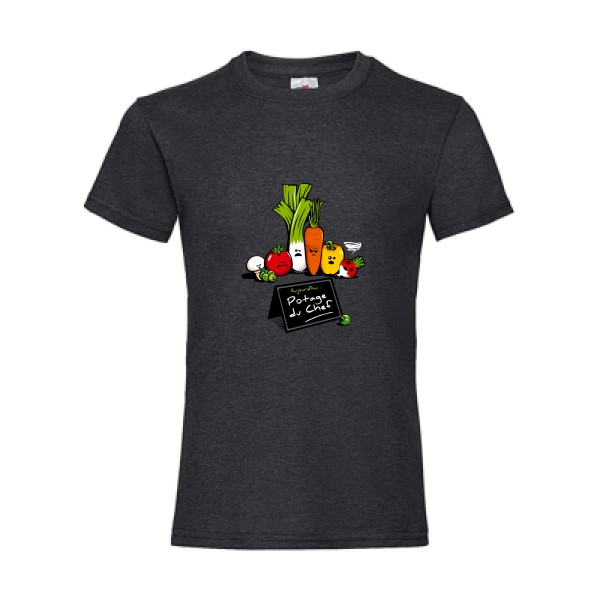 Potage du Chef - T-shirt enfant rigolo Enfant - modèle Fruit of the loom - Girls Value Weight T -thème humour cuisine et top chef-