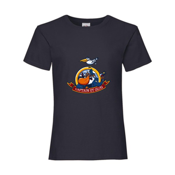 Captain et glou- Tee shirt marin humour -Fruit of the loom - Girls Value Weight T