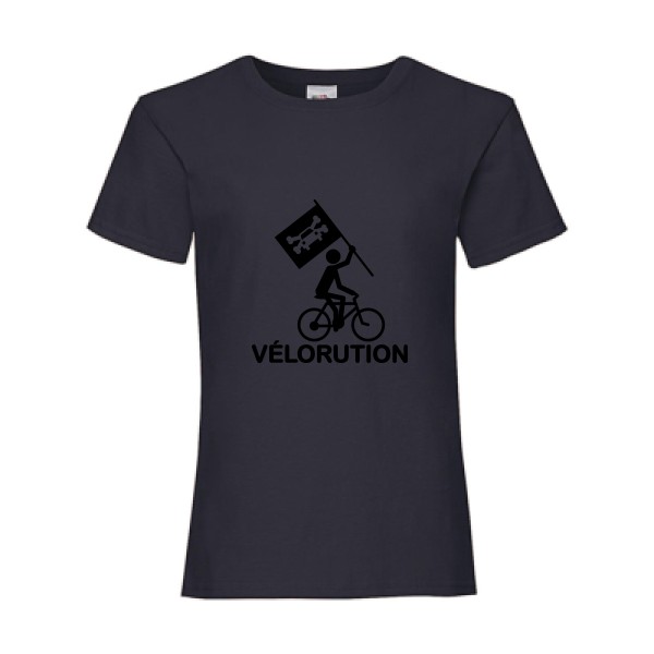 Vélorution -T shirt velo humour-Fruit of the loom - Girls Value Weight T