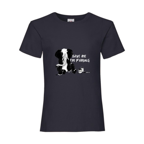 pandaléphant- T-shirt enfant imprimé original -Fruit of the loom - Girls Value Weight T