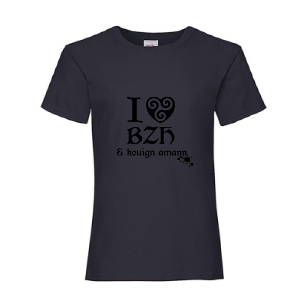 Love BZH & kouign-Tee shirt breton - Fruit of the loom - Girls Value Weight T