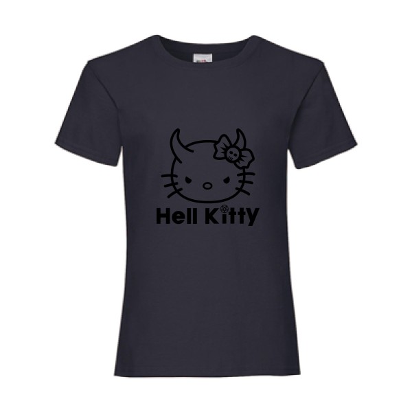 Hell Kitty - Tshirt rigolo-Fruit of the loom - Girls Value Weight T