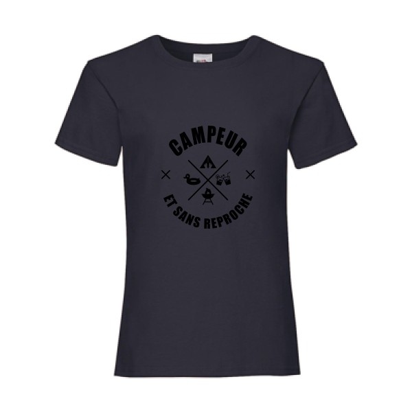 CAMPEUR... t shirt camping Fruit of the loom - Girls Value Weight T