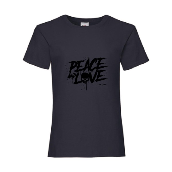 Peace or no peace - T-shirt enfant tete de mort -Fruit of the loom - Girls Value Weight T