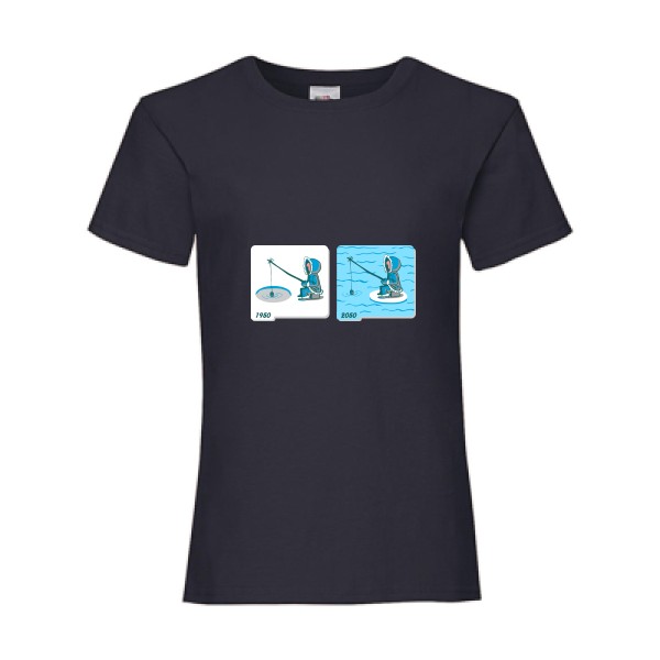 T shirt Enfant humour -Fishing in Arctic - Fruit of the loom - Girls Value Weight T