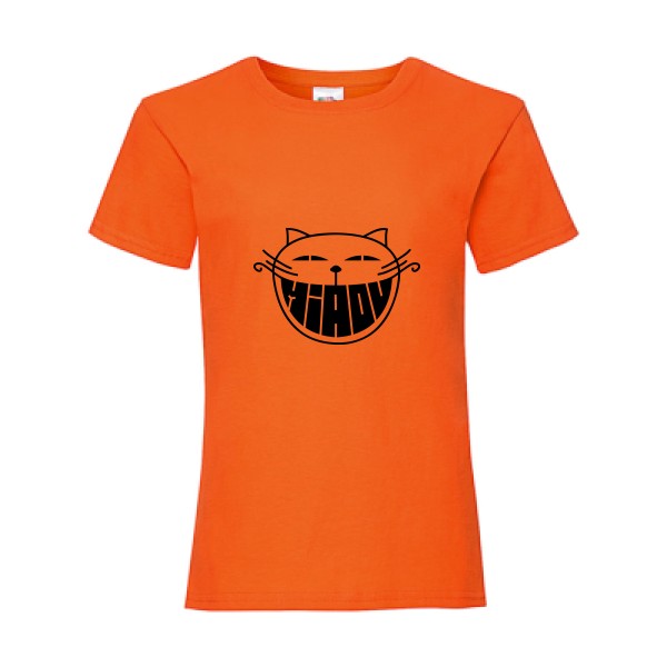 The smiling cat - t shirt chat -Fruit of the loom - Girls Value Weight T