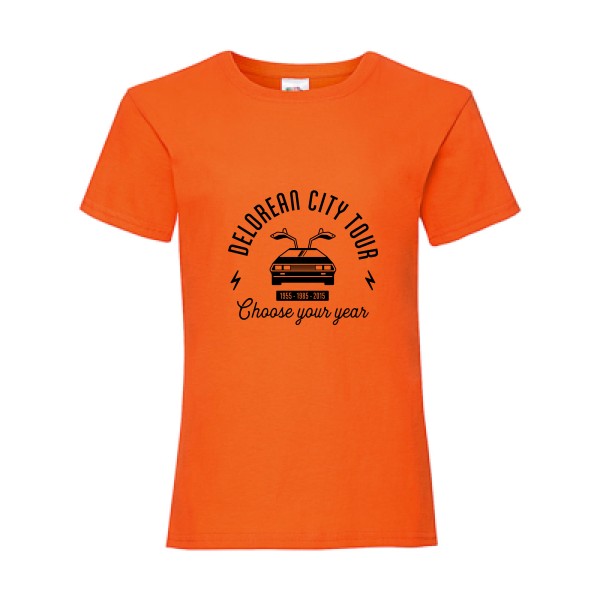 Delorean city tour-t shirt retour vers le futur-Fruit of the loom - Girls Value Weight T