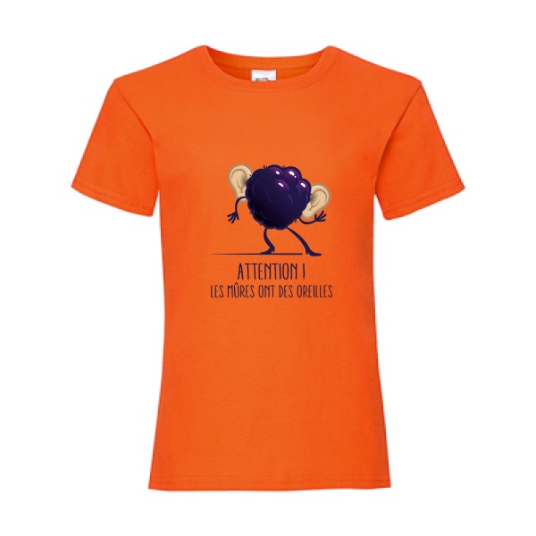 T-shirt enfant rigolo-Mûres -Fruit of the loom - Girls Value Weight T