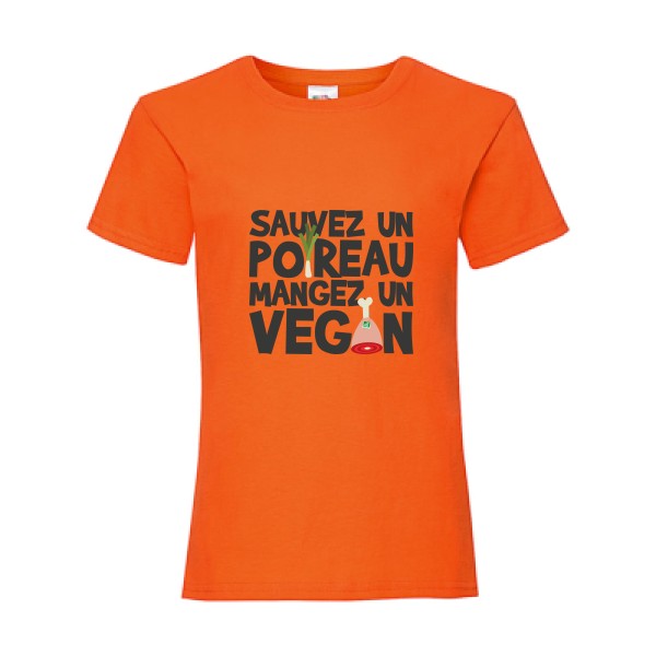 T shirt message - vegan poireau -
