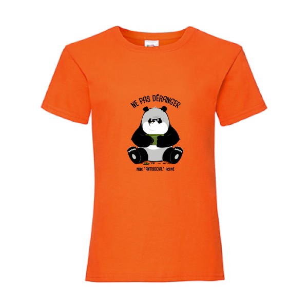Ne pas déranger - T shirt panda -Fruit of the loom - Girls Value Weight T