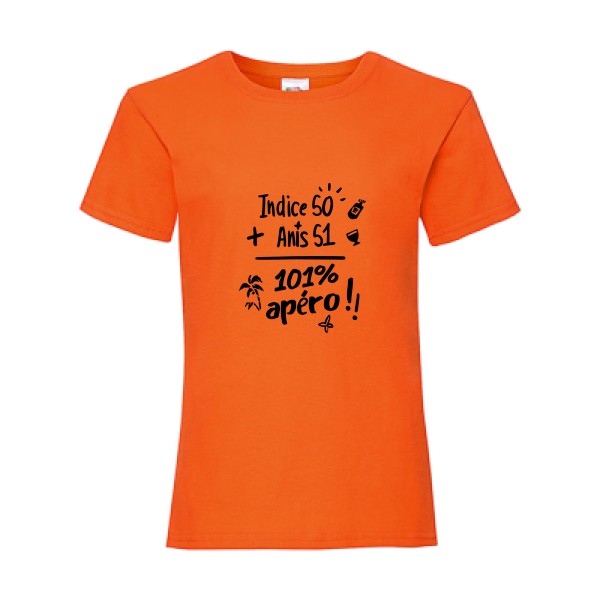 T-shirt enfant - Fruit of the loom - Girls Value Weight T - 101 pourcent apéro !!