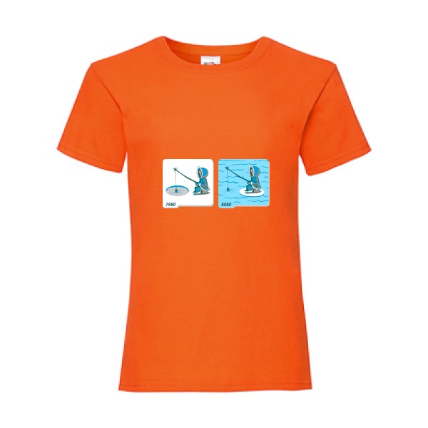 T shirt Enfant humour -Fishing in Arctic - Fruit of the loom - Girls Value Weight T