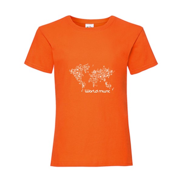 World music - T shirt original -Fruit of the loom - Girls Value Weight T