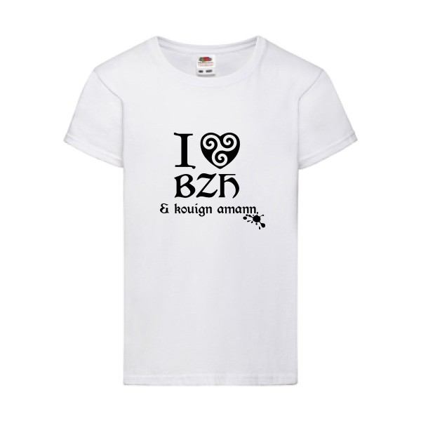 Love BZH & kouign-Tee shirt breton - Fruit of the loom - Girls Value Weight T