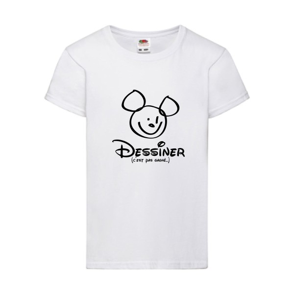Dessiner. C'est pas gagné. - T shirt mickey - Fruit of the loom - Girls Value Weight T