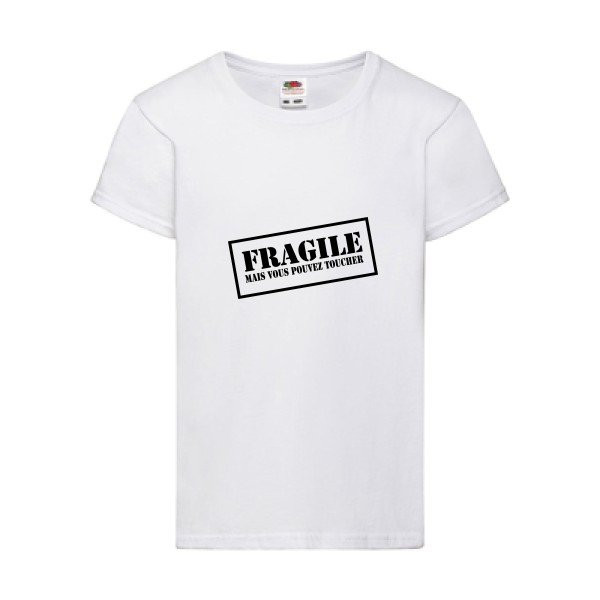 FRAGILE - Tee shirt Enfant a message - Fruit of the loom - Girls Value Weight T