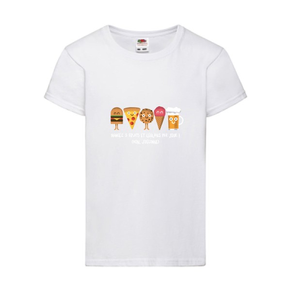 5 fruits et légumes-T shirt humoristique-Fruit of the loom - Girls Value Weight T