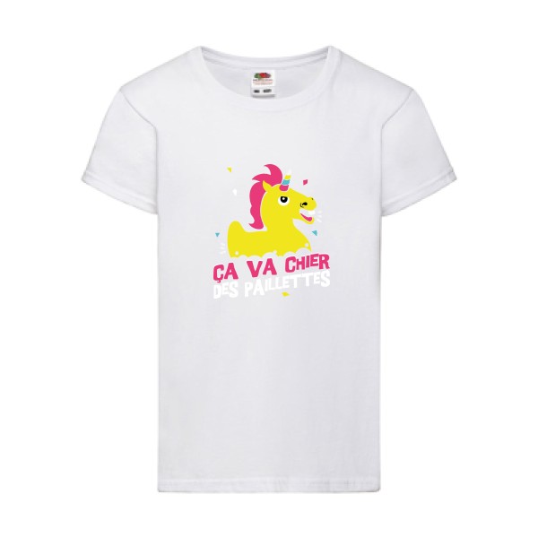 T-shirt enfant - Fruit of the loom - Girls Value Weight T - ça va chier des paillettes