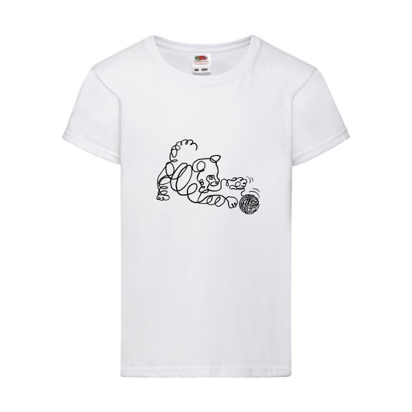 Pelote de chat -T shirt chat Enfant -Fruit of the loom - Girls Value Weight T