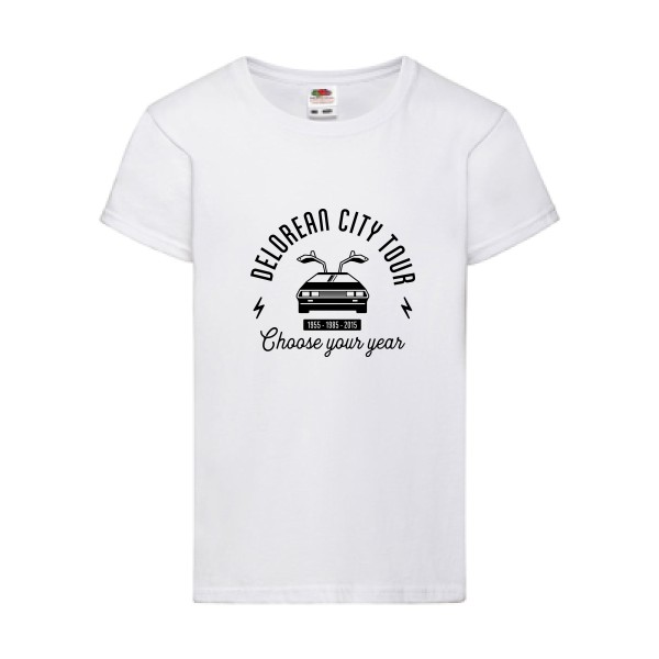 Delorean city tour-t shirt retour vers le futur-Fruit of the loom - Girls Value Weight T