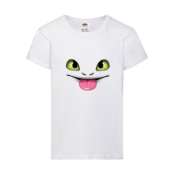 Dragon tongue - T shirt dragon  krokmou -Fruit of the loom - Girls Value Weight T