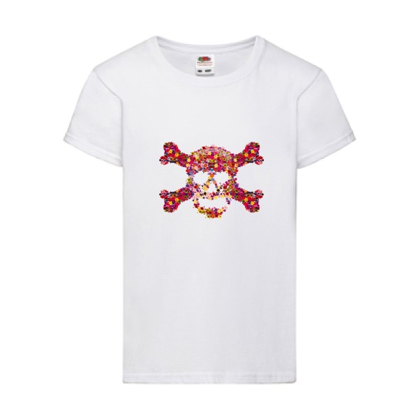 Floral skull -Tee shirt Tête de mort -Fruit of the loom - Girls Value Weight T