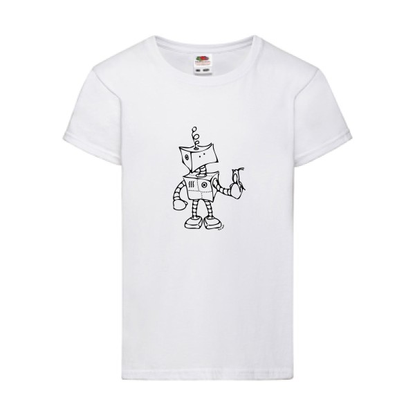 Robot & Bird - modèle Fruit of the loom - Girls Value Weight T - geek humour - thème tee shirt et sweat geek -