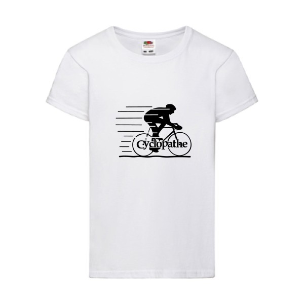 T shirt humoristique sur le thème du velo - CYCLOPATHE !- Modèle T-shirt enfant-Fruit of the loom - Girls Value Weight T-