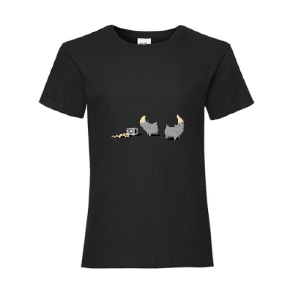 Rhinoféroce - T-shirt enfant humour potache Enfant  -Fruit of the loom - Girls Value Weight T - Thème humour noir -
