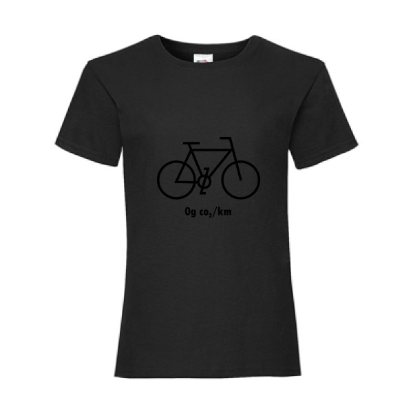 Zéro grammes de CO2 - T-shirt enfant velo humour pour Enfant -modèle Fruit of the loom - Girls Value Weight T - thème humour et vélo -