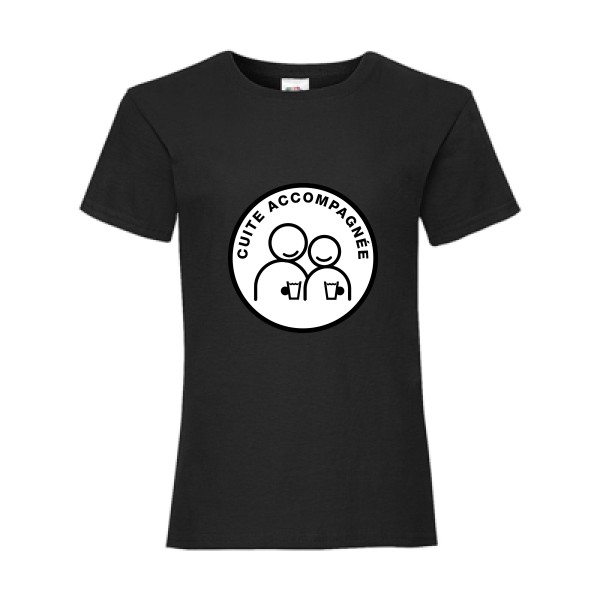 Cuite accompagnée ! - T-shirt enfant comique -Enfant -Fruit of the loom - Girls Value Weight T - Thème humour noir et alcool au volant -