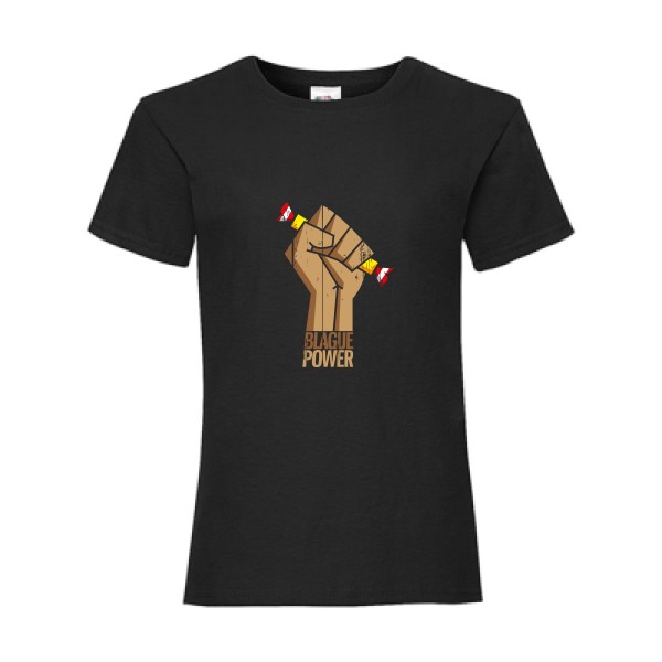 Blague Power - T-shirt enfant parodie Enfant - modèle Fruit of the loom - Girls Value Weight T -thème blague carambar -