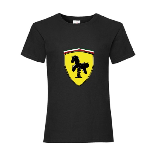Ferrari -T-shirt enfant parodie pour Enfant -Fruit of the loom - Girls Value Weight T - thème  automobile - 