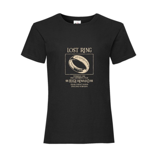 Lost Ring - T-shirt enfant  parodie - modèle Fruit of the loom - Girls Value Weight T -thème parodie et cinema -